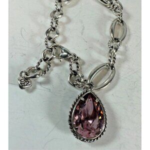 Brighton 2014 Power of Pink Breast Cancer Silver Ribbon Crystal Bracelet